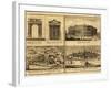 View of Pula, Arch of Sergi, Temple of Rome and Augustus, Amphitheatre and View of Koper, 1730-null-Framed Giclee Print