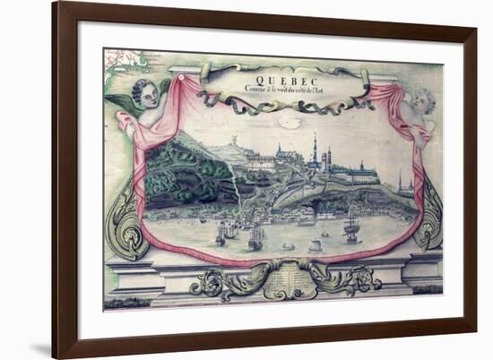 View of Quebec City on the St. Lawrence River, in a 1688 Map of North America-null-Framed Art Print