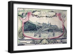 View of Quebec City on the St. Lawrence River, in a 1688 Map of North America-null-Framed Art Print
