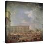 View of Quirinale and Piazza Di Monte Cavallo-Giovanni Paolo Pannini-Stretched Canvas