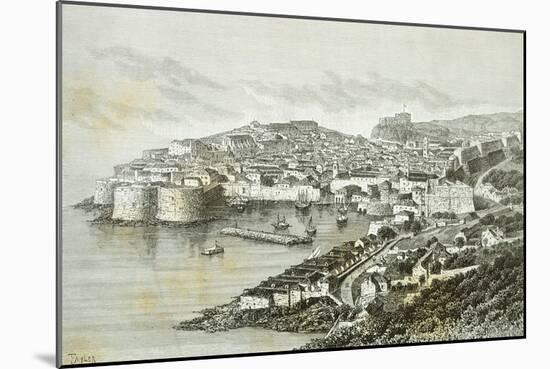 View of Ragusa, Modern Day Dubrovnik from the Universal Geography by Elisee Reclus, Croatia-null-Mounted Giclee Print