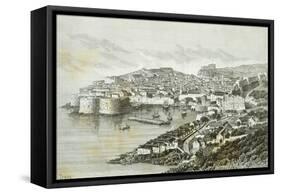 View of Ragusa, Modern Day Dubrovnik from the Universal Geography by Elisee Reclus, Croatia-null-Framed Stretched Canvas