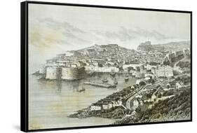 View of Ragusa, Modern Day Dubrovnik from the Universal Geography by Elisee Reclus, Croatia-null-Framed Stretched Canvas