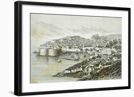 View of Ragusa, Modern Day Dubrovnik from the Universal Geography by Elisee Reclus, Croatia-null-Framed Giclee Print