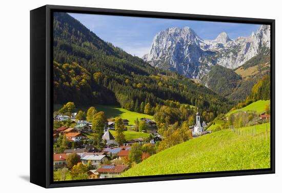 View of Ramsau in Autumn, Near Berchtesgaden, Bavaria, Germany, Europe-Miles Ertman-Framed Stretched Canvas