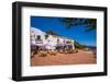 View of restaurant in Piazza Rafael Neville, Porto Rafael, Sardinia, Italy, Mediterranean, Europe-Frank Fell-Framed Photographic Print