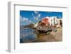 View of restaurant overlooking harbour, Puerto del Carmen, Lanzarote, Las Palmas-Frank Fell-Framed Photographic Print