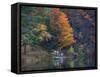 View of River and Forest in Early Autumn, Pittsfield, Massachusetts, USA-Massimo Borchi-Framed Stretched Canvas