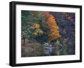 View of River and Forest in Early Autumn, Pittsfield, Massachusetts, USA-Massimo Borchi-Framed Photographic Print