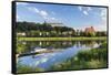 View of River Elbe and Pirna, Saxony, Germany-Ian Trower-Framed Stretched Canvas