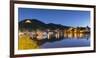 View of River Moselle and Bernkastel-Kues at dusk, Rhineland-Palatinate, Germany, Europe-Ian Trower-Framed Photographic Print