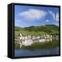 View of River Moselle and Bernkastel-Kues, Rhineland-Palatinate, Germany-Ian Trower-Framed Stretched Canvas