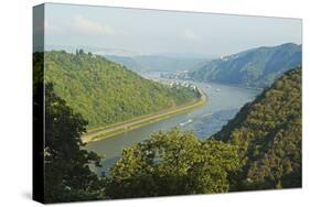 View of River Rhine Near Kestert, Rhineland-Palatinate, Germany, Europe-Jochen Schlenker-Stretched Canvas