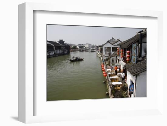 View of River Village with Boats, Zhujiajiao, Shanghai, China-Cindy Miller Hopkins-Framed Photographic Print