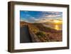 View of road and volcanic coastline from Mirador del Rio at sunset, Lanzarote, Las Palmas-Frank Fell-Framed Photographic Print