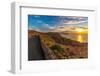 View of road and volcanic coastline from Mirador del Rio at sunset, Lanzarote, Las Palmas-Frank Fell-Framed Photographic Print