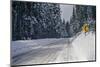 View of road between forest at winter day-Panoramic Images-Mounted Photographic Print