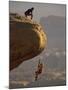 View of Rock Climbers on the Edge of a Cliff-null-Mounted Photographic Print