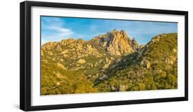 View of rock formations during golden hour near San Pantaleo, San Pantaleo, Sardinia, Mediterranean-Frank Fell-Framed Photographic Print