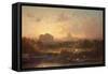 View of Rome at Sunset with St. Peter's and Castel S. Angelo-Antoine Ponthus-cinier-Framed Stretched Canvas