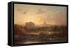 View of Rome at Sunset with St. Peter's and Castel S. Angelo-Antoine Ponthus-cinier-Framed Stretched Canvas