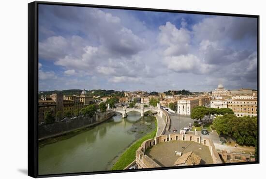 View of Rome from Castel Sant'angelo-Stefano Amantini-Framed Stretched Canvas