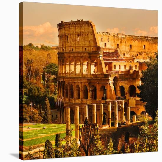 View of Rome Italy - Coliseum-null-Stretched Canvas