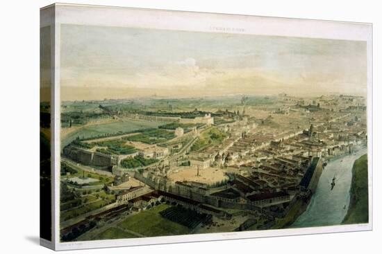 View of Rome over the Porta Del Popolo, Lithograph by J. Arnout-Alfred Guesdon-Stretched Canvas