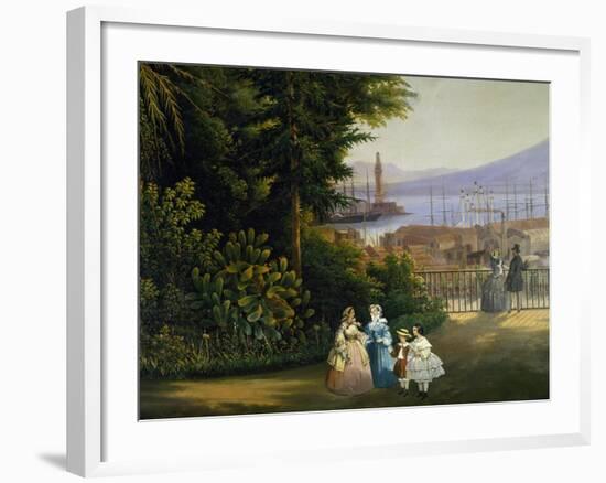 View of Roof Garden in Naples in 1859, Painting by Vincenzo Sorrentino, Italy, 19th Century-null-Framed Giclee Print