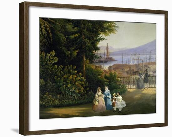 View of Roof Garden in Naples in 1859, Painting by Vincenzo Sorrentino, Italy, 19th Century-null-Framed Giclee Print