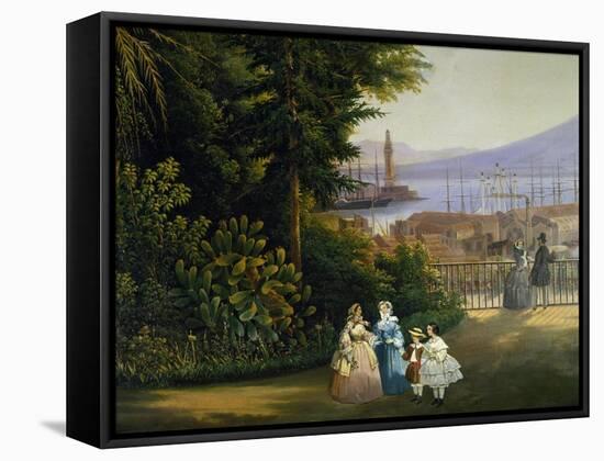 View of Roof Garden in Naples in 1859, Painting by Vincenzo Sorrentino, Italy, 19th Century-null-Framed Stretched Canvas