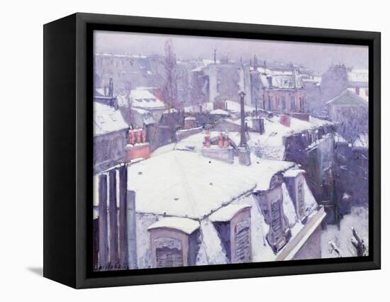 View of Roofs or Roofs Under Snow, 1878-Gustave Caillebotte-Framed Stretched Canvas