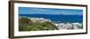 View of rooftops and the sea in the town of Mandraki, Mandraki, Nisyros, Dodecanese, Greek Islands-Frank Fell-Framed Photographic Print