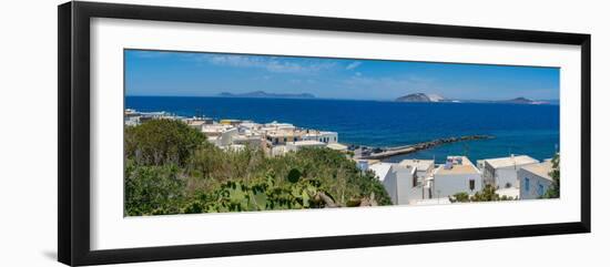 View of rooftops and the sea in the town of Mandraki, Mandraki, Nisyros, Dodecanese, Greek Islands-Frank Fell-Framed Photographic Print