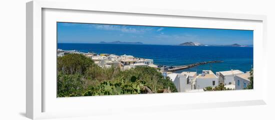 View of rooftops and the sea in the town of Mandraki, Mandraki, Nisyros, Dodecanese, Greek Islands-Frank Fell-Framed Photographic Print