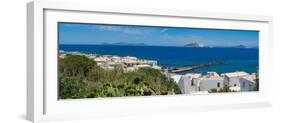 View of rooftops and the sea in the town of Mandraki, Mandraki, Nisyros, Dodecanese, Greek Islands-Frank Fell-Framed Photographic Print