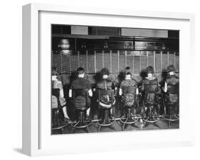 View of Row of Operators from Behind at Busy Switchboard at Telephone Company-Louis R^ Bostwick-Framed Photographic Print