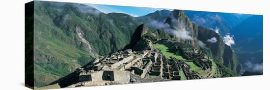 View of Ruins of Ancient Buildings, Inca Ruins, Machu Picchu, Peru-null-Stretched Canvas