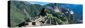 View of Ruins of Ancient Buildings, Inca Ruins, Machu Picchu, Peru-null-Stretched Canvas