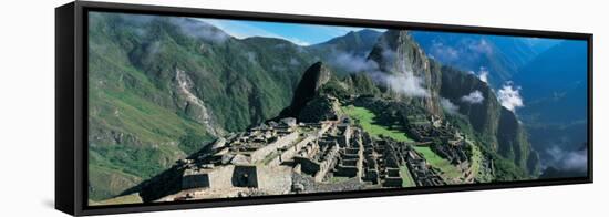 View of Ruins of Ancient Buildings, Inca Ruins, Machu Picchu, Peru-null-Framed Stretched Canvas