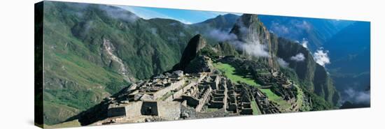 View of Ruins of Ancient Buildings, Inca Ruins, Machu Picchu, Peru-null-Stretched Canvas