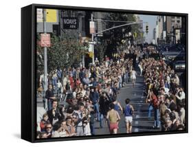 View of Runners Going North Up First Avenue in Manhattan During the 1977 NYC Marathon-null-Framed Stretched Canvas