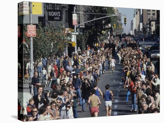 View of Runners Going North Up First Avenue in Manhattan During the 1977 NYC Marathon-null-Stretched Canvas
