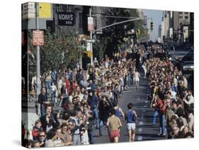 View of Runners Going North Up First Avenue in Manhattan During the 1977 NYC Marathon-null-Stretched Canvas