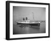 View of S.S. Mauretania with Tugboats-null-Framed Photographic Print