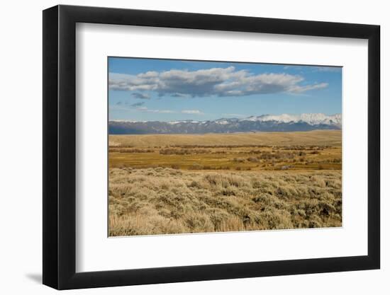 View of sagebrush prairie habitat, with distant mountain range, Walden, Colorado-Chris & Tilde Stuart-Framed Photographic Print