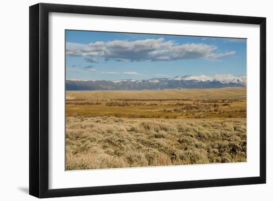 View of sagebrush prairie habitat, with distant mountain range, Walden, Colorado-Chris & Tilde Stuart-Framed Photographic Print