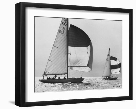 View of Sailboats During the America's Cup Trials-George Silk-Framed Photographic Print