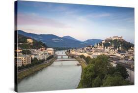 View of Salzach River and Hohensalzburg Castle above The Old City, Salzburg, Austria, Europe-Jane Sweeney-Stretched Canvas