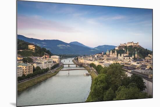 View of Salzach River and Hohensalzburg Castle above The Old City, Salzburg, Austria, Europe-Jane Sweeney-Mounted Photographic Print